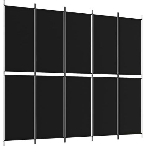 5-Panel Room Divider Black 250x220 cm Fabric vidaXL