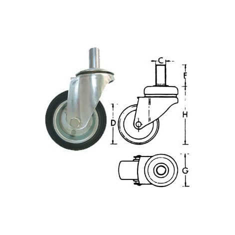 RUOTA CON SUPPORTO A CODULO BOCCOLA IN NYLON 150
