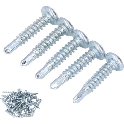 50 vis cruciformes autoperceuses en acier au carbone galvanisé, tête ronde 4,8 x 25 mm (1/5)