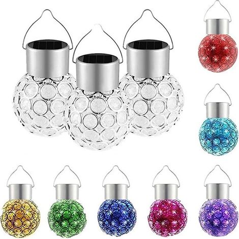Lanterne solaire suspendue pour jardin, lanterne LED décorative d'extérieur avec 7 couleurs changeantes (1/4)