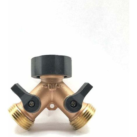 Répartiteur de Robinet 2-Voies Y-Distributeur pour Tuyaux D'Arrosage, Double Arrivee d'eau Machine a Laver Répartiteur D'Eau 3/4 Pouces pour Connexion de 2 Appareils, Laiton