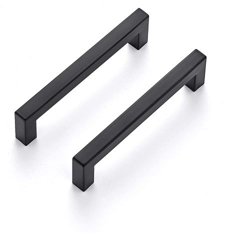 10 poignées de meubles, entraxe 128 mm, acier inoxydable noir mat, pour placards et tiroirs de cuisine (1/5)