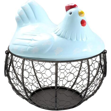 Panier Rangement pour Œufs,avec Couvercle pour Poule en Céramique,Organisateur Collations Aux Fruit