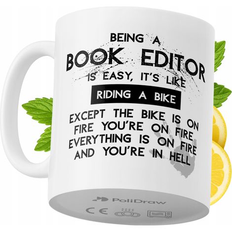 Taza para editor de libros. Divertida taza de café o té con diseño gráfico y texto humorístico. Taza ideal para cumpleaños, santos y días festivos. Taza premium para ocasiones especiales en casa, la o (1/5)