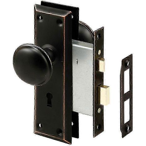 Serrure à mortaiser compatible avec les portes intérieures de 35 à 44 mm (1-3/8 à 1-3/4 pouce), poignée classique en bronze 2025 (1/5)