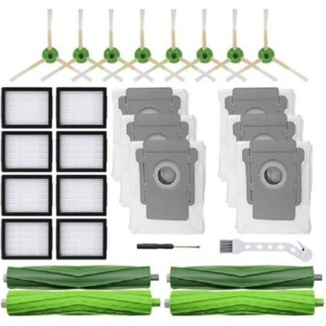 Kit de repuestos para aspiradoras robot iRobot Roomba: 2 cepillos de goma, 8 filtros HEPA, 8 bolsas para el polvo. Limpieza óptima. (1/4)