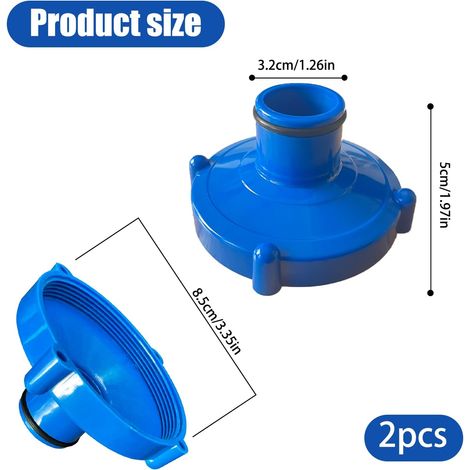Juego de 2 adaptadores para manguera de succión de piscina, adaptador de manguera de succión de piscina Quick-up (1/4)