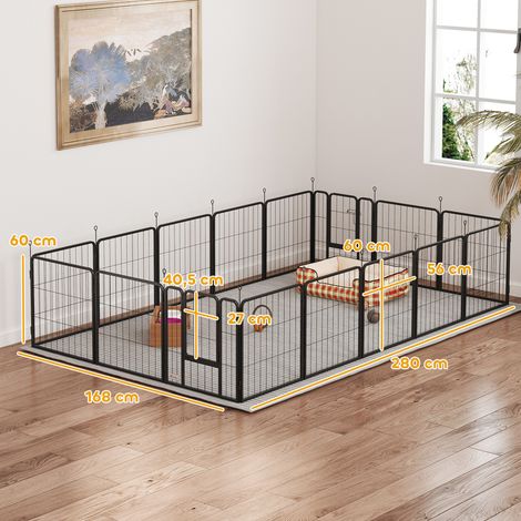 Parc pour chien. parc pour animaux. 16 panneaux. clôture portable pliable. sécurisé. noir (1/5)