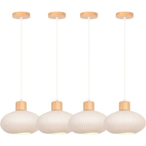 4pcs Lustre Luminaire Moderne Lampe Suspension Vintage Abat-jour en Céramique Lampe de Plafond Style Nordique pour Salon Café (1/5)