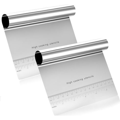 Ramasse Légumes Cuisine, Raclette en Acier Inox, Grattoir à Pâtes en Acier Inoxydable, Grattoirs Coupe Pate Spatule Cuisine, Coupe-Pâtes Pizza Gâteau Patisserie, 15CM (1/5)