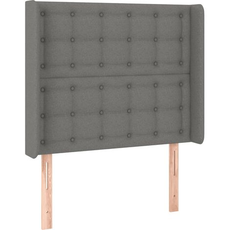 Tête de lit accessoire couchage chambre à coucher meuble à LED capitonné 103 x 16 x 118/128 cm tissu gris foncé TDL0201185 (1/4)