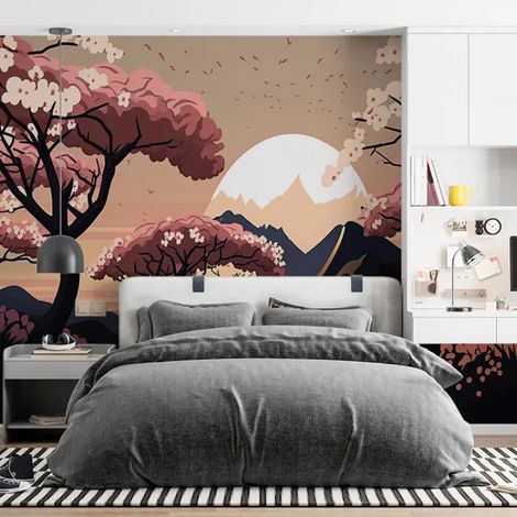Papier Peint Japonais – Cerisiers au Clair de Lune - 500 x 270 cm (1/2)
