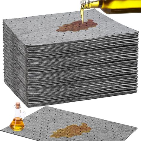 50er-Pack Ölsaugtücher, universelle Ölauffangmatte, 25 x 33 cm Ölsaugtuch, stark ölabsorbierende Tücher, Ölpads, Ölabsorptionskissen für Haushalt, Küche, Garage, Keller, Grau (1/5)