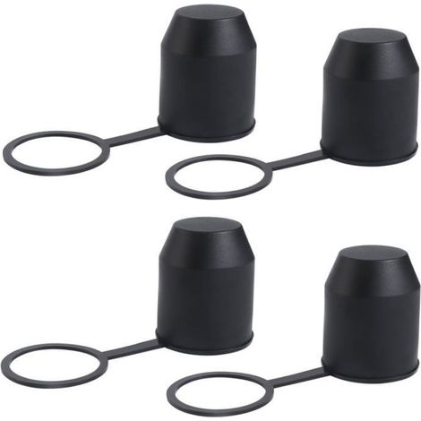 Couvercle Boule d'Attelage - 4 pièces, Protège Remorque Plastique avec Anneau d'Arrêt - Camion - Noir Étiquette (1/5)