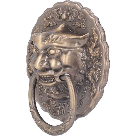 Türklopfer aus Messing, beidseitig montierbar, robuster Zuggriff, bronzefarbener Türgriffring im chinesischen Antik-Stil für Doppeltüren (1/5)
