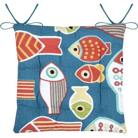 Galette de chaise marine 38x38 cm Colorfish