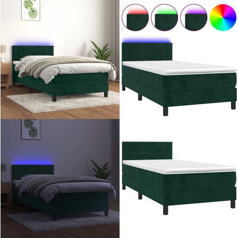 Boxspringbett mit Matratze & LED Dunkelgrün 80x200 cm Samt - Boxspringbett - Samtbett - Doppelbett - LED-Betten - Schlafsofa - Home & Living (1/5)