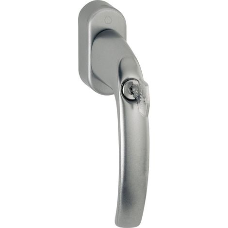 1 - Poignée De Fenêtre - Cylindre De Verrouillage - Aluminium Effet Acier Inoxydable - Verrouillable Avec Clé Pour Fenêtre Coulissante - Argent - 13,6x7cm (1/5)