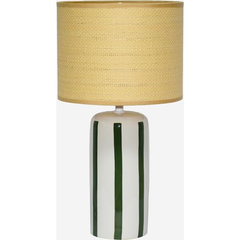 Lampada da tavolo in ceramica per interni con effetto rattan, 44cm