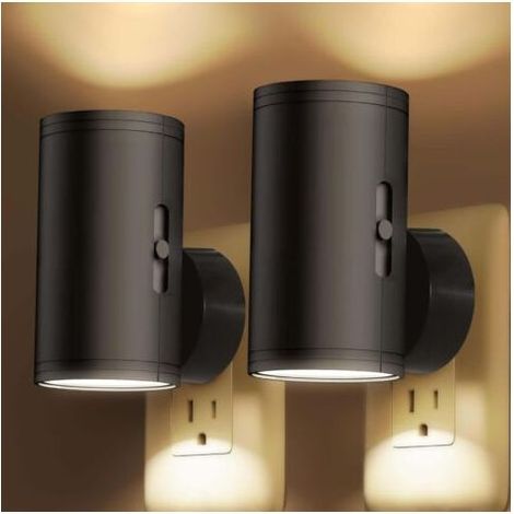 Lot de 2 veilleuses LED à brancher dimmables blanc chaud cuisine chambre couloir