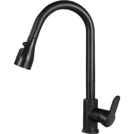 Robinet de cuisine extractible en acier inoxydable avec eau chaude et froide, bac à légumes en acier inoxydable brossé (1/5)