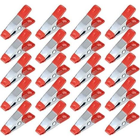 20 Pieces Metal Spring Clamps, Model Making Tweezers, Metal Spring Clamps, Clothespins Grip Holder for Tarpaulin, Camping, Woodworking, Modeling Tool - 2 Inch