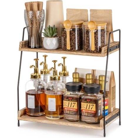 Bardusch-Étagère organisateur de café en bois marron pour plan de travail, bureau ou cuisine (1/5)