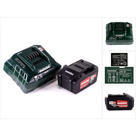 Metabo Basis Set 1x Li-Power Akkupack 18 V 4,0 Ah CAS Li-Ion Akku ( 625591000 ) + Ladegerät ASC 55 ( 627044000 )