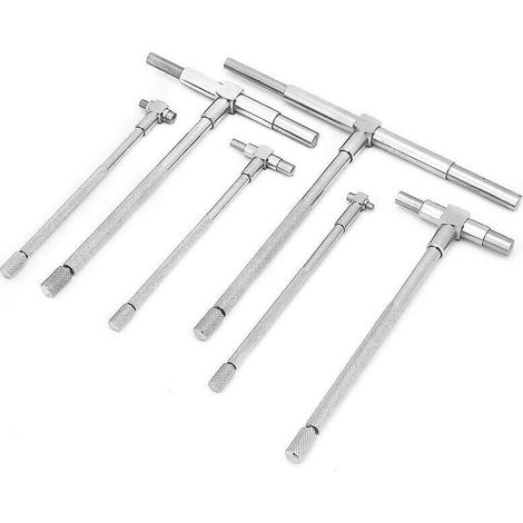6-teiliges Teleskop-Messgeräte-Set 8-150 mm, einstellbarer Innendurchmesser, vernickelte T-Loch-Messlehre, verzinkte Vierkant-Teleskop-Messlehre, Messmikrometer