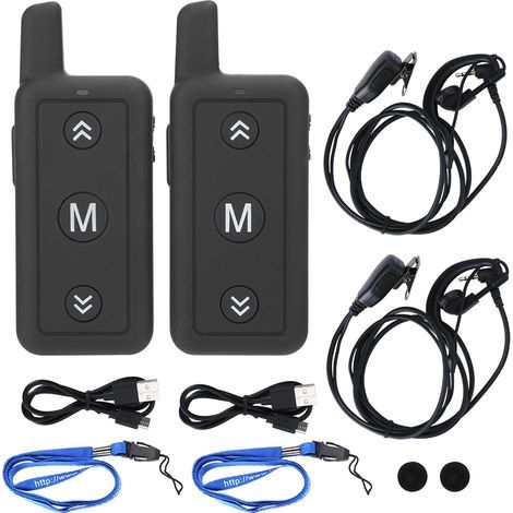 2PCS Talkie-Walkie Mini 1W 400-480 MHz avec Micro Casque Oreillette et Crochet (1/5)