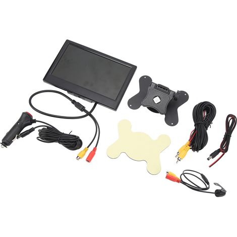 Écran de recul 7 pouces 12-24V angle large 170° LCD couleur HD double entrée vidéo pour camion remorque fourgon avec caméra trou rond (1/5)