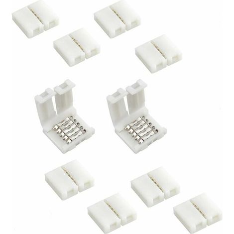 Packung mit 10 x 5-poligen, 10 mm breiten RGBW-LED-Streifenverbindern für lötfreie LED-Streifen, kompatibel mit 5050 SMD RGBW-LED-Streifen (1/5)