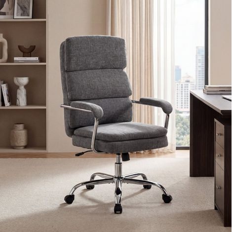 Silla de escritorio giratoria ajustable gris OKMYHOME (1/4)