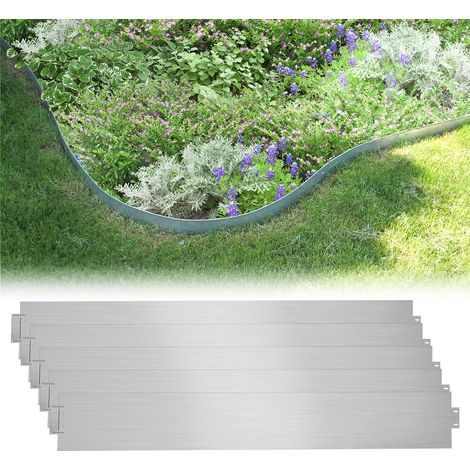 Jiubiaz Rasenkante Metall 100 x 15 cm 25m Beeteinfassung Mähkante Verzinkt Wegbegrenzung Beetumrandung Palisade Silber