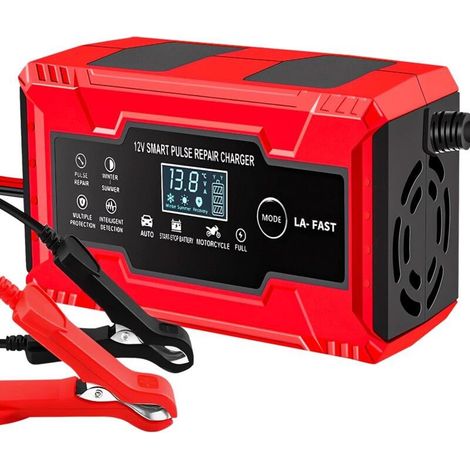 12V/24V 6A Intelligent Battery Charger with Automatic Maintenance and Repair Function for Lead-Acid, Gel, Start/Stop EFB, Start/Stop AGM Batteries for Motorcycles, Cars and Small Utility Vehicles (1/5)