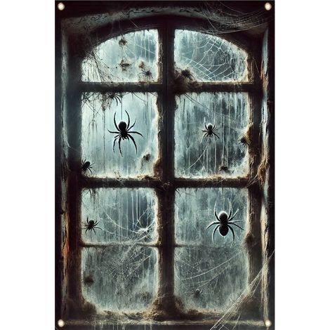 Décoration de fenêtre d'Halloween, accessoire fantôme effrayant, décoration de fête, bannière à suspendre à une fenêtre extérieure - 80 x 120 cm (unité) - Style 08