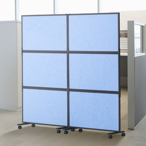 VEVOR Cloison de separation acoustique, separateur de piece a 2 panneaux, paravent de bureau autoportant avec cloison en polyester et acier 45 pour reduire bruit et distraction visuelle, bleu indigo