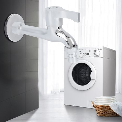 Robinet d'eau froide simple G1/2 po en cuivre électroplaqué pour machine à laver, type long 49213 (1/5)