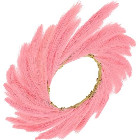 Couronne de roseau artificiel rose, décoration murale à suspendre, 1 pièce (1/5)