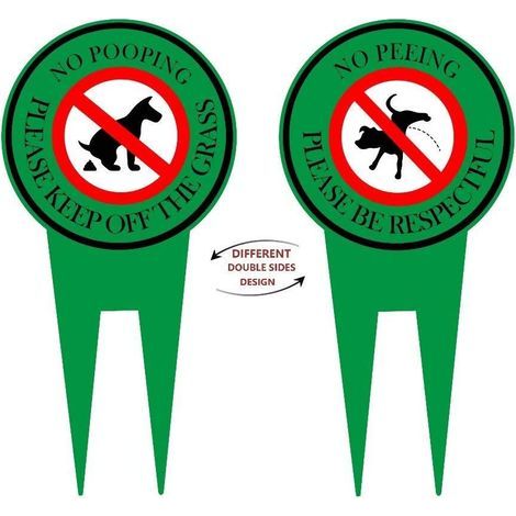 Panneau double face 15 x 30 cm Interdit aux chiens de faire leurs besoins » avec piquet Empêchez les chiens de faire leurs besoins sur votre pelouse Message poli : Merci de respecter la pelouse (1/5)