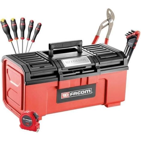 Caja de Herramientas 19" FACOM - BP.C19NCM2PF - Con 5 destornilladores Protwist + 9 llaves Allen + pinza multipropósito + cinta métrica de 3m + carraca + 6 vasos (1/2)