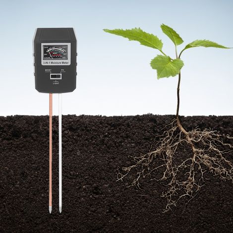 Testeur de sol multifonctionnel 3 en 1 : mesure du pH, de l’humidité et de la luminosité, idéal pour les jardins, les fermes et les pelouses. (1/5)