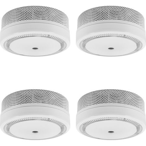 EVACUATE Lot de 4 mini détecteurs de fumée NF 10 ans, garantie 10 ans, sécurité optimale pour votre maison (1/3)