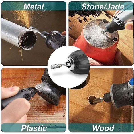 Doppelschneidiger Rotationsfräser-Satz aus Wolframkarbidstahl für Rotationswerkzeuge, 10-teilig, 1/8"-Schaft für Heimwerkerarbeiten, Holzschnitzerei, Metallpolitur, Gravur und Bohren