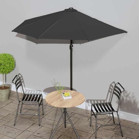 Parasol de balcon-Parasol de jardin avec mât en aluminium Noir 270x144x222cm Demi 687289 (1/5)