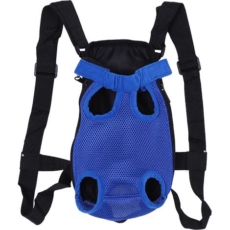 Sac de transport pour animaux à 5 trous, élégant et résistant, pour poitrine et dos (Bleu foncé S) (1/5)