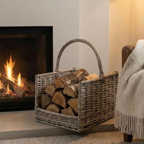 Greywash Willow Log Basket Storage (1/2)