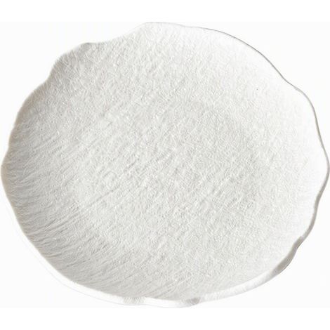 Petite assiette de forme libre en céramique effet pierre, teinte blanche