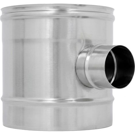 MAKA Raccordo a T 90° Ridotto Ø 80 per Canna Fumaria in Acciaio Inox, Ti con Codolo Ridotto per Stufa a Pellet, Monoparete AISI 304 Ø 180 mm (1/5)