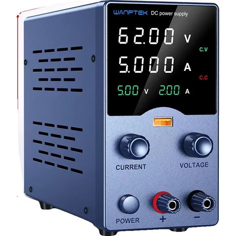 Fuente de alimentación de CC, rango de voltaje ajustable, múltiples funciones de protección, 0-62 V 0-5 A, enchufe europeo de 220 V. (1/2)